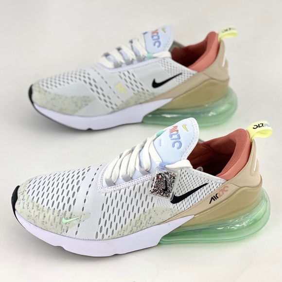 Nike Air Max 270 White Sanddrift Men's Sneakers Shoes Black Swoosh DQ7642 100 - Picture 3 of 12